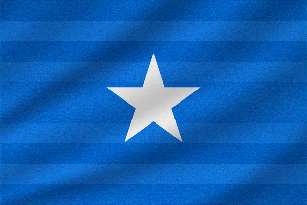 Bandeira Nacional Somália Tecido Algodão Ondulado Ilustração Vetorial Realista — Vetor de Stock