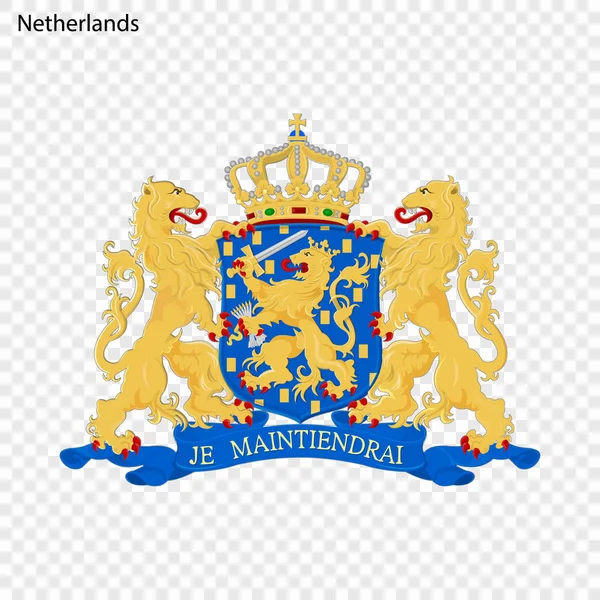 Simbolo Dei Paesi Bassi Emblema Nazionale — Vettoriale Stock