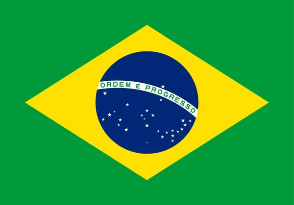 Eenvoudige Vlag Van Brazilië Aandeel Juiste Grootte Kleuren — Stockvector