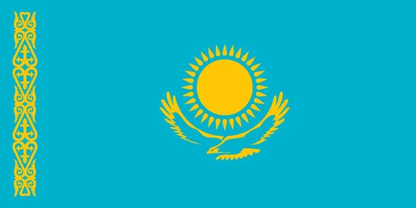 Eenvoudige Vlag Van Kazachstan Aandeel Juiste Grootte Kleuren — Stockvector