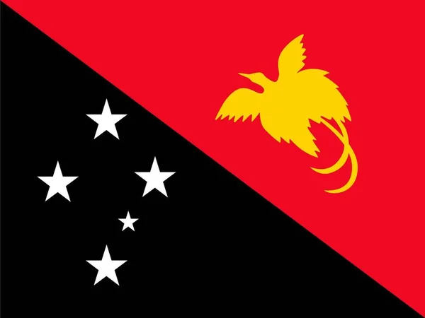 Papua Yeni Gine Basit Bayrağı Doğru Boyutu Oran Renk — Stok Vektör