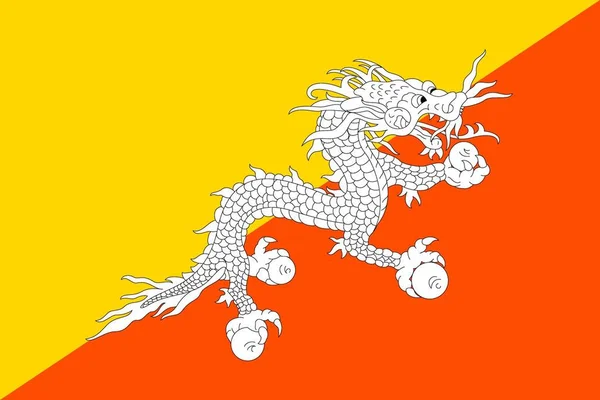 Eenvoudige Vlag Van Bhutan Aandeel Juiste Grootte Kleuren — Stockvector