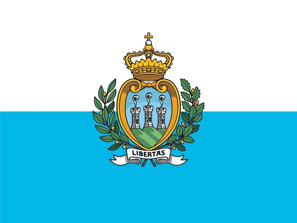 Bandeira Simples San Marino Tamanho Correto Proporção Cores — Vetor de Stock