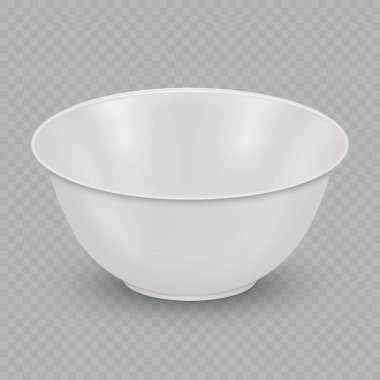 Gerçekçi beyaz seramik kase üzerinde şeffaf arka plan izole