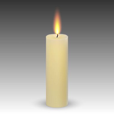 gerçekçi parafin mum beyaz arka plan üzerinde izole yanan.
