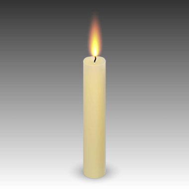 gerçekçi parafin mum beyaz arka plan üzerinde izole yanan.