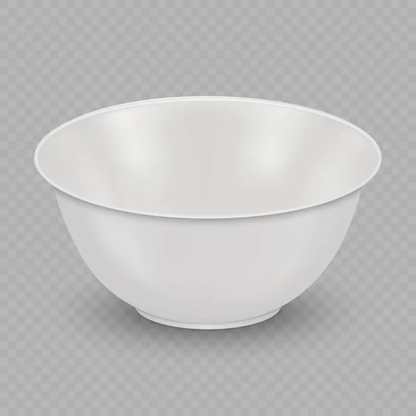 Realistic White Ceramic Bowl Isolated Transparent Background — Stock Vector