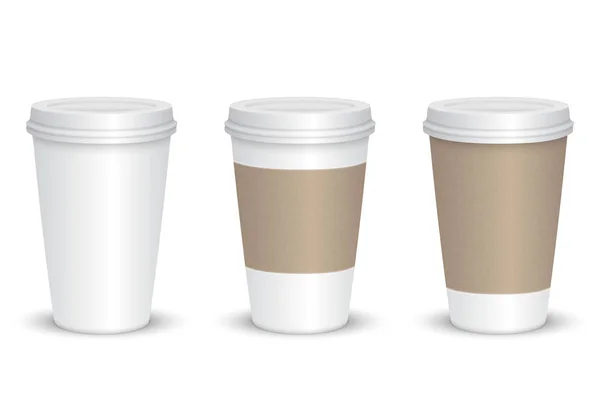 Realistische Leere Kaffeetasse Set Isoliert — Stockvektor