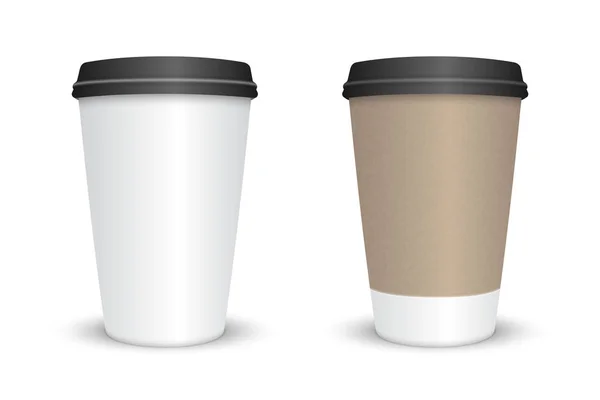 Realistico Set Tazza Caffè Bianco Isolato — Vettoriale Stock