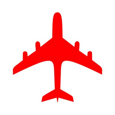 Beyaz arka plan üzerinde kırmızı uçak vektör çizim