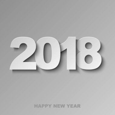 Gri ölçekli vektör çizim 2018 kutlama kartı şablonu