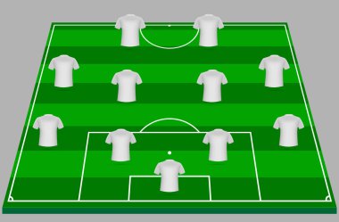 Beyaz t-shirt ile eğe yeşil futbol renkli vektör çizim