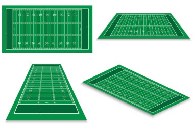 Spor alanları beyaz arka plan üzerinde oynayan yeşil renkli vektör çizim