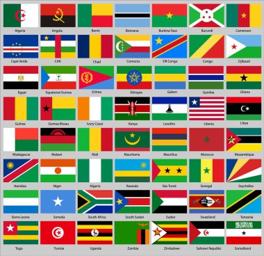 Vektör çizim farklı ülkelerin bayrakları ayarlayın. Tüm bayraklar Afrika