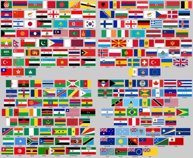 Vektör çizim farklı ülkelerin bayrakları ayarlayın. Dünyanın tüm bayraklar