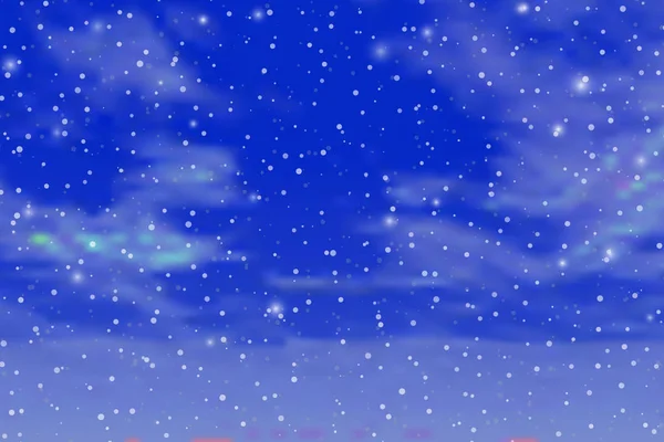 Ilustración Vectorial Colorida Del Cielo Azul Nublado Con Nieve Cayendo — Archivo Imágenes Vectoriales