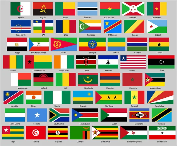 Vektorillustration Verschiedener Länderflaggen Gesetzt Alle Flaggen Afrikas — Stockvektor