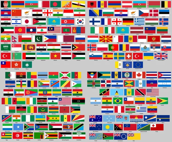 Ilustración Vectorial Del Conjunto Banderas Diferentes Países Todas Las Banderas — Vector de stock