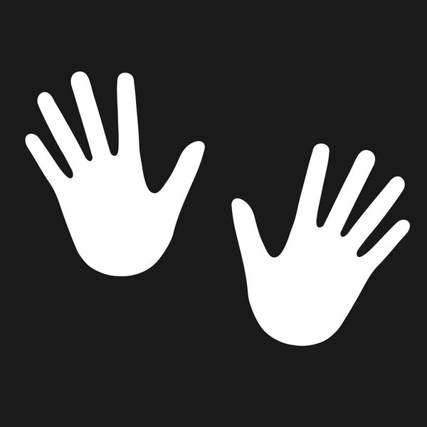 Black and white vector illustration of human hand-prints