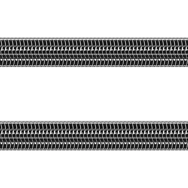 Illustrazione Vettoriale Bianco Nero Delle Tracce Pneumatici Auto Sfondo Bianco — Vettoriale Stock