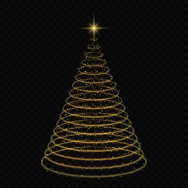 Noel Ağacı Şekil Üst Siyah Arka Plan Üzerinde Yıldızı Vektör — Stok Vektör