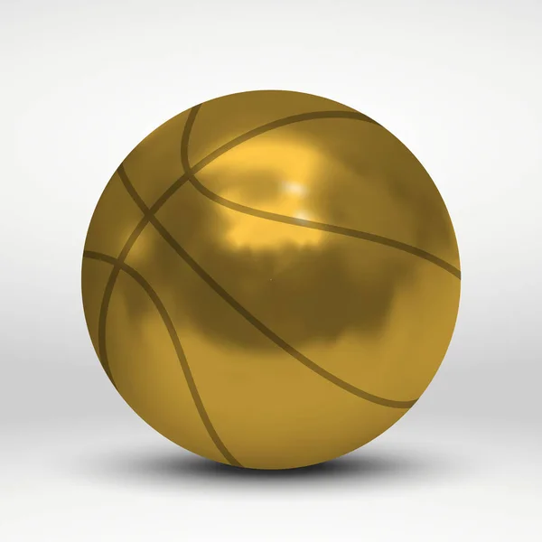 Beyaz Zemin Üzerinde Altın Basketbol Topu Ile Vektör Çizim — Stok Vektör