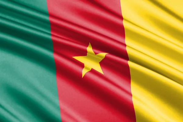 Piękny Kolorowy Macha Flaga Kamerunu — Zdjęcie stockowe
