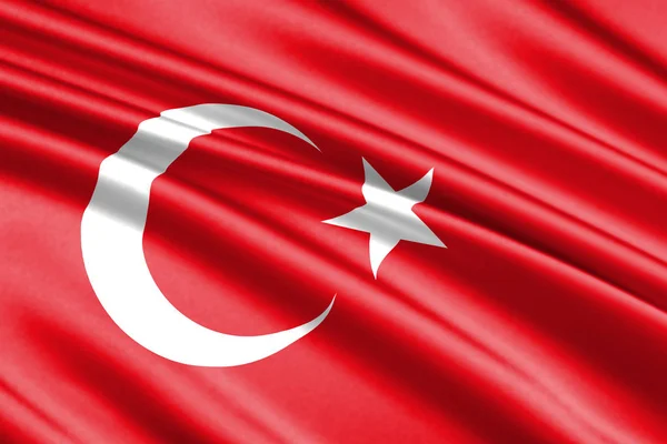 Schöne Bunte Schwenkende Flagge Der Türkei — Stockfoto