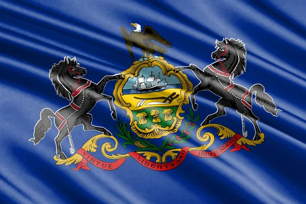Beautiful Colorful Waving Flag Pennsylvania State Usa — Stock Photo, Image