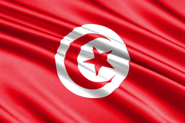 Mooie Kleurrijke Wapperende Vlag Van Tunesië — Stockfoto