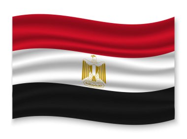güzel renkli dalgalanan bayrak beyaz arka plan, vektör, illüstrasyon izole Mısır