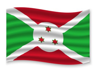 dalgalanan güzel renkli beyaz arka plan, vektör, illüstrasyon izole Burundi bayrağı