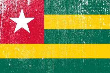 Togo, vektör, illüstrasyon grunge renkli bayrak 