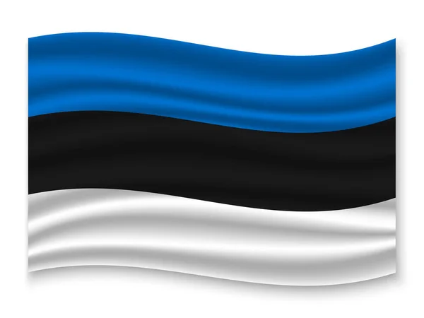 Krásné Barevné Vlající Vlajka Estonska Izolovaných Bílém Pozadí Vektor Ilustrace — Stockový vektor
