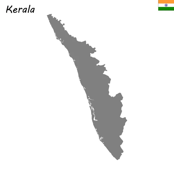 Peta Kerala Berkualitas Tinggi - Stok Vektor