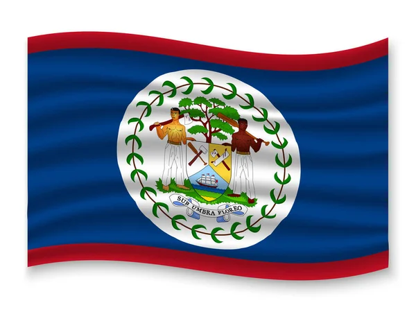 Vackra Färgglada Viftande Flagga Belize Isolerad Vit Bakgrund Vektor Illustration — Stock vektor