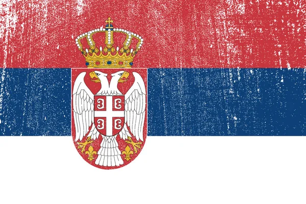 Grunge Bandeira Colorida Sérvia Vetor Ilustração — Vetor de Stock