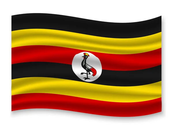 Beautiful Colorful Waving Flag Uganda Isolated White Background Vector Illustration — Stock Vector
