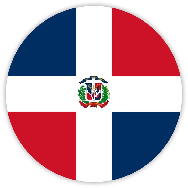 Redondo Bandeira Colorida República Dominicana Vetor Ilustração — Vetor de Stock