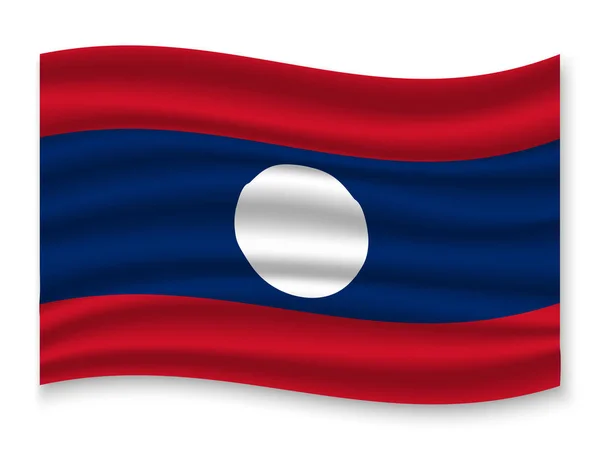 Mooie Kleurrijke Wapperende Vlag Van Laos Geïsoleerd Een Witte Achtergrond — Stockvector