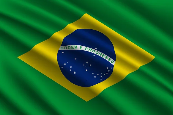 Hermosa Bandera Ondeante Colorido Brasil Vector Ilustración — Vector de stock