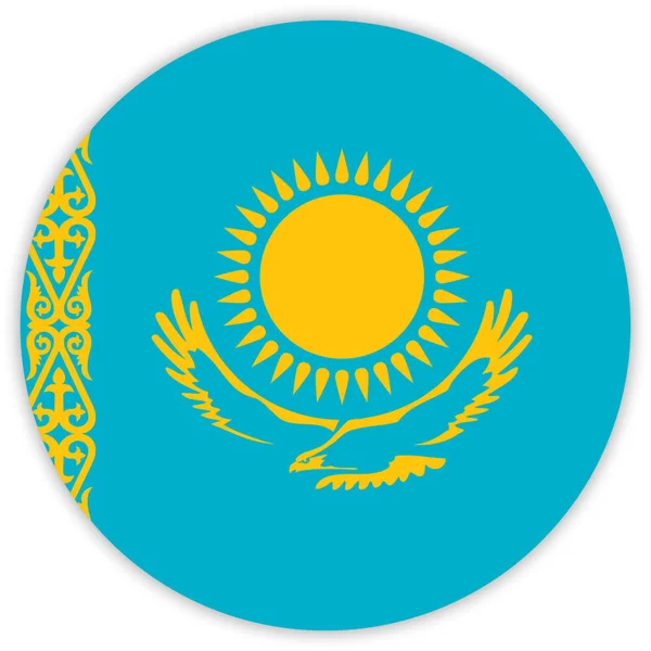 Drapeau Coloré Rond Kazakhstan Vecteur Illustration — Image vectorielle