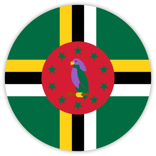 Bandiera Rotonda Colorata Dominica Vettore Illustrazione — Vettoriale Stock