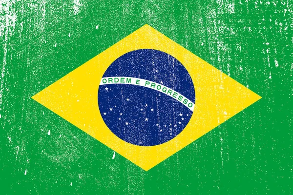 Grunge Bandeira Colorida Brasil Vetor Ilustração — Vetor de Stock
