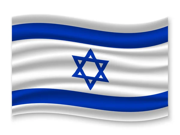 Beau Drapeau Coloré Agitant Israël Isolé Sur Fond Blanc Vecteur — Image vectorielle