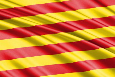 Catalonia, İspanya'nın otonom güzel renkli dalgalanan bayrağı 