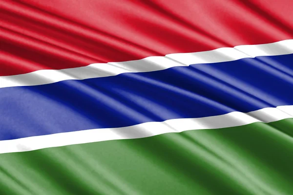 Beautiful Colorful Waving Flag Gambia — Stock Photo, Image