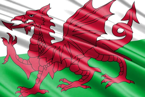 Mooie Kleurrijke Wapperende Vlag Van Wales — Stockfoto