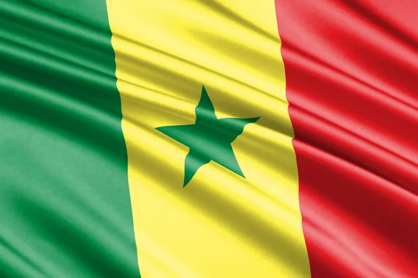 セネガルの美しいカラフルな手を振る旗 — ストック写真