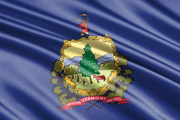 Beautiful Colorful Waving Flag Vermont State Usa — Stock Photo, Image